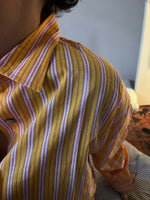Load image into Gallery viewer, Striped Shirt - Woodblock Printed Cotton - Orange Sherbert
