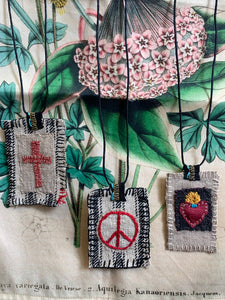 Hand sewn talisman: Peace
