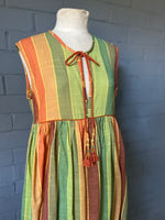 Load image into Gallery viewer, Gypsy Dress (sleeveless) - Khadi Digital Print Muted Stripes
