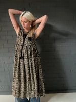Load image into Gallery viewer, Gypsy Dress (sleeveless) -  Black and White Woodblock Printed Cotton
