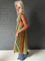Load image into Gallery viewer, Gypsy Dress (sleeveless) - Khadi Digital Print Muted Stripes
