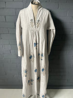 Load image into Gallery viewer, The Grace Dress - Oatmeal with Black Stripe and Floral Woodblocking - S
