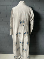 Load image into Gallery viewer, The Grace Dress - Oatmeal with Black Stripe and Floral Woodblocking - S
