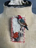 Load image into Gallery viewer, Handmade Brooch Pin - Songbird in the Shrubs
