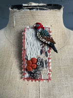 Load image into Gallery viewer, Handmade Brooch Pin - Songbird in the Shrubs
