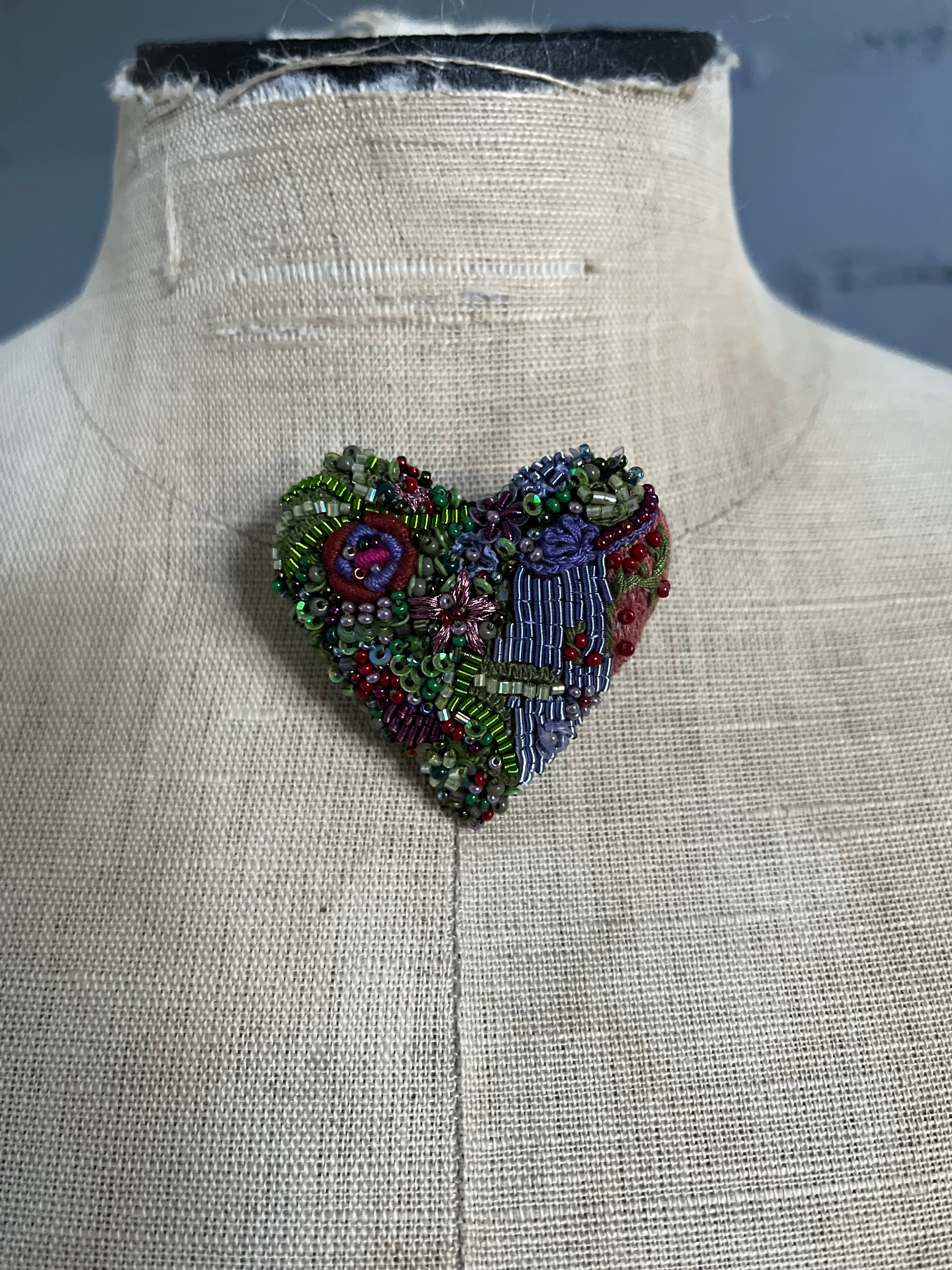 Handmade Brooch Pin - Blooming Heart