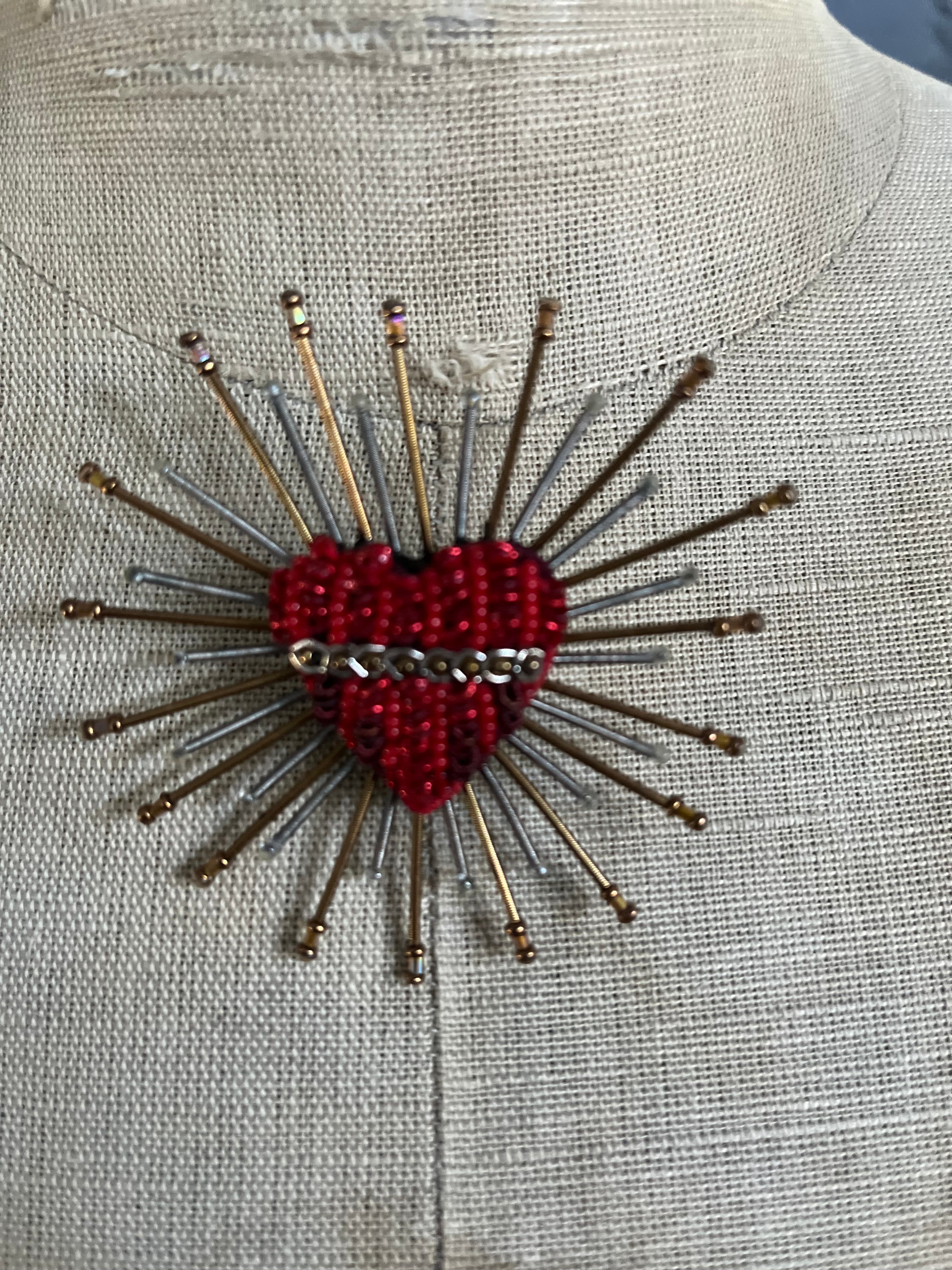 Handmade Brooch Pin - The Sacred Heart