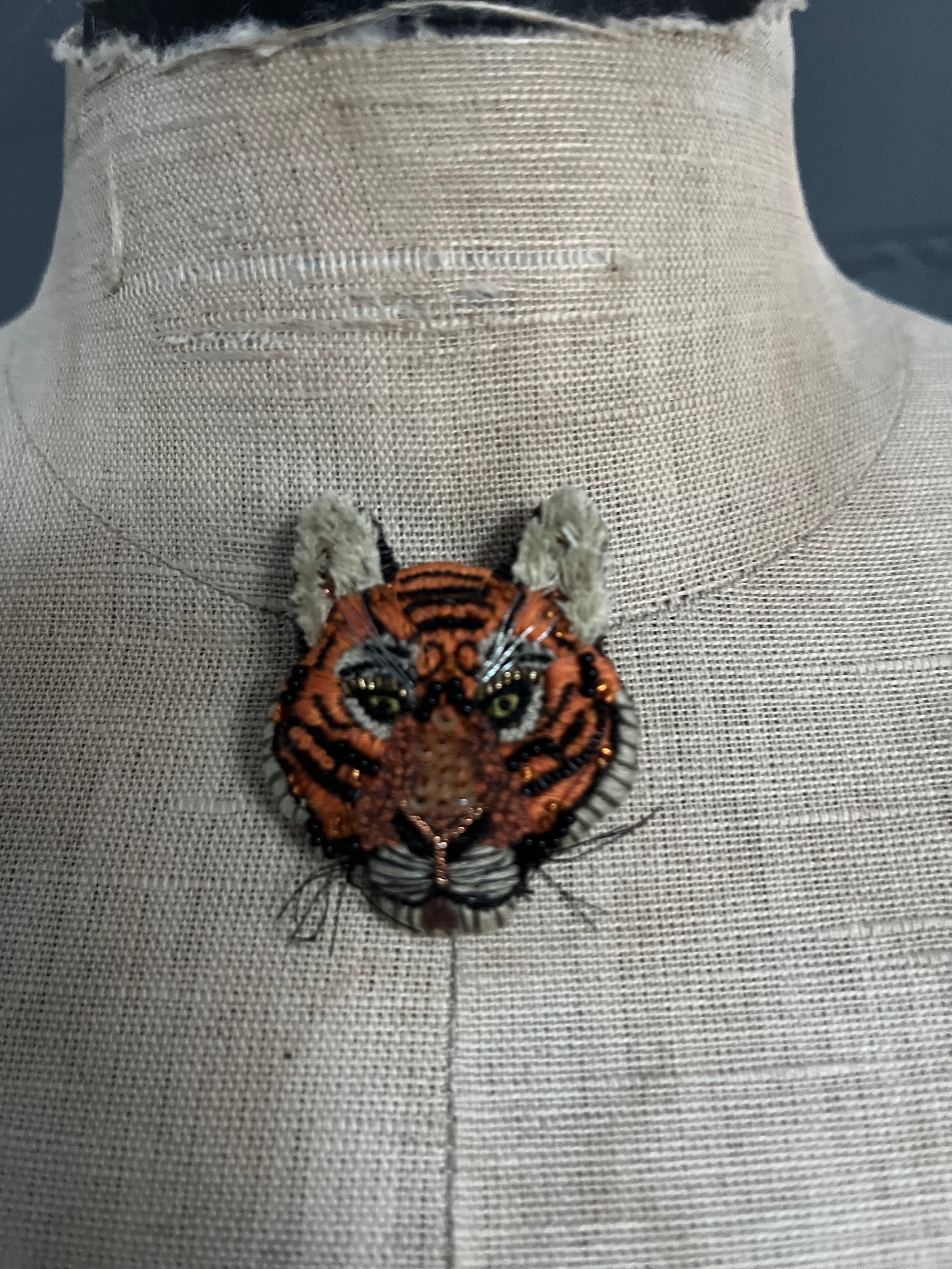 Handmade Brooch Pin - Tiger