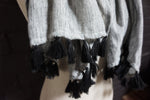 Load image into Gallery viewer, Scarf - Black Fleck Cotton Blend with Black Tassles
