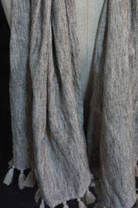 Scarf - Neutral Brown Fleck with Light Grey Tassles