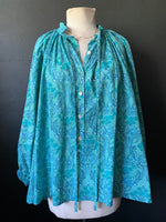 Load image into Gallery viewer, Long Sleeve Faith Top - Printed Cotton - Floral Teals
