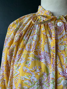 Long Sleeve Faith Top - Woodblock Printed Cotton - Sunshine Floral
