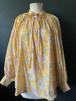 Load image into Gallery viewer, Long Sleeve Faith Top - Woodblock Printed Cotton - Sunshine Floral
