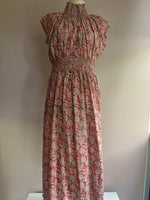 Load image into Gallery viewer, The Fallen Angel Dress - Woodblock Print Red/Pink/Grey - Onesize - Maxi
