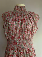 Load image into Gallery viewer, The Fallen Angel Dress - Woodblock Print Red/Pink/Grey - Onesize - Maxi
