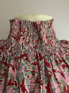 The Fallen Angel Dress - Woodblock Print Red/Pink/Grey - Onesize - Maxi