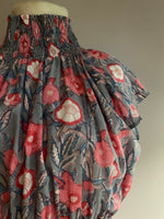 Load image into Gallery viewer, The Fallen Angel Dress - Woodblock Print Grey Pink Camelia Print - Onesize - Maxi
