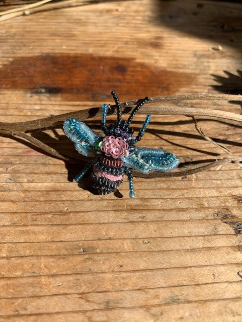 Handmade Brooch Pin - Rose Bee